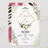 ホワイトグリーンフローラ結婚式招待状 招待状 (正面/裏面)