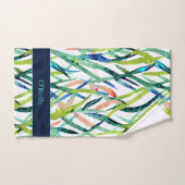 ホワイトグリーンブルー葉ズモノグラムピックボールタオル ハンドタオル (ハンドタオル)