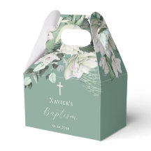 ホワイトグリーンブーケバプテスミスペアボックス