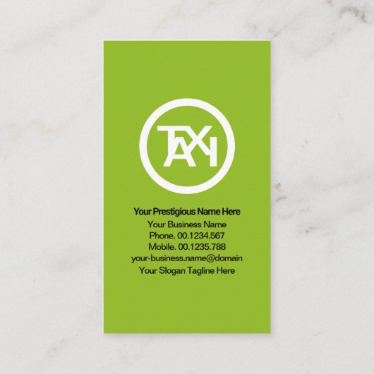 ホワイトグリーンボックス笑顔タクシー顔タクシー運転手 名刺 (裏面)