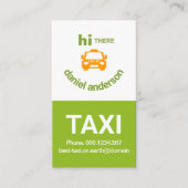 ホワイトグリーンボックス笑顔タクシー顔タクシー運転手 名刺 (正面)