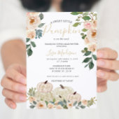 ホワイトグリーンリーカボチャ赤ちゃんシャワー招待状 招待状