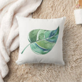 ホワイトグリーンリーフデザイン装飾用クッション クッション (ブランケット)