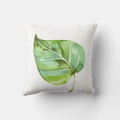ホワイトグリーンリーフデザイン装飾用クッション クッション (裏面)