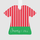 ホワイトグリーンレッドベビー初めてのクリスマス オーナメント (正面)