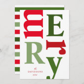 ホワイトグリーンレッドレモダンターメリーズホリデーカード シーズンカード (正面/裏面)