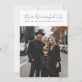 ホワイトグリーン素晴らしい人生のクリスマスフォト シーズンカード (正面)