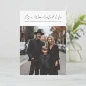 ホワイトグリーン素晴らしい人生のクリスマスフォト シーズンカード (スタンド正面)