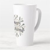 ホワイトグリーン素朴クリスマススノーフレーク カフェラテマグ (右アングル)
