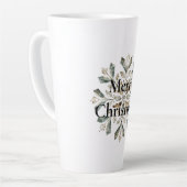 ホワイトグリーン素朴クリスマススノーフレーク カフェラテマグ (左アングル)