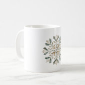 ホワイトグリーン素朴クリスマススノーフレーク コーヒーマグカップ (正面左)
