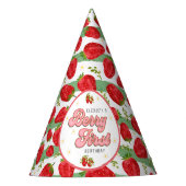 ホワイトグリーン1thバースデーベリーファーストストロベリー パーティーハット (正面)