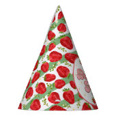 ホワイトグリーン1thバースデーベリーファーストストロベリー パーティーハット (左)