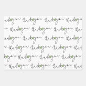 ホワイトグリーン ハート サンクス 3セット ラッピングペーパー ラッピングペーパーシート (正面)