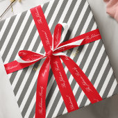 ホワイトグレイストライプ金ゴールド文字クリスマス誕生日 ラッピングペーパー