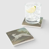 ホワイトグレイハウンド犬(Jean-Baptiste Oudry) ストーンコースター (横)