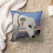 ホワイトグレイハウンド絵を描油、クッション クッション (ブランケット)