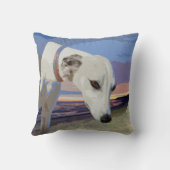 ホワイトグレイハウンド絵を描油、クッション クッション (裏面)