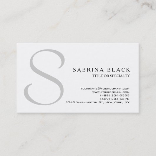 ホワイトグレイモダンモノグラム名刺 名刺 (正面)