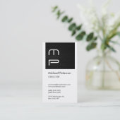 ホワイトグレイ木材ストライプモノグラム名刺 名刺 (スタンド正面)