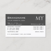 ホワイトグレーとダークグレーとイニシャルプロフェッショナル 名刺 (裏面)