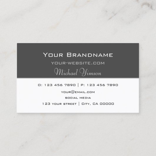 ホワイトグレーとダークグレーのモダンクールプロフェッショナル 名刺 (裏面)