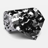 ホワイトグレーとブラックパターンの混合デザイン ネクタイ (ロール)