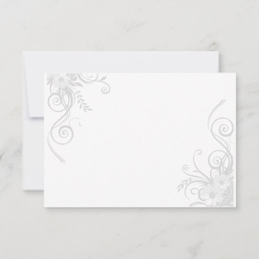 ホワイトグレーとライトグレーのRSVP(メニュー選択付き) 出欠カード (裏面)