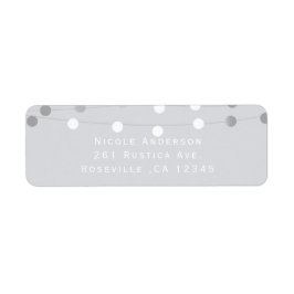 ホワイトグレーのストリングライトモダン結婚式招待状 ラベル