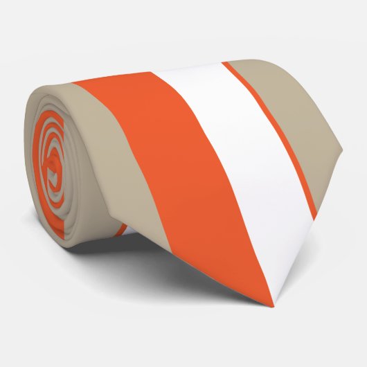 ホワイトグレーオレンジストライプ色 ネクタイ (ロール)