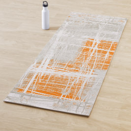 ホワイトグレーオレンジ抽象芸術 ヨガマット