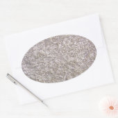 ホワイトグレーカーペットテクスチャ背景 楕円形シール (封筒)