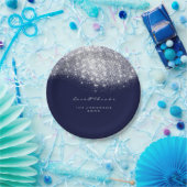 ホワイトグレーグリッター誕生日ブルーネイビー16th 結婚s ペーパープレート (パーティー)