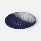 ホワイトグレーグリッター誕生日ブルーネイビー16th 結婚s ペーパープレート (アングル)