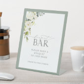 ホワイトグレーグリーンウォーターカラーシャワーブーケバー 台座サイン (インサイチュ)