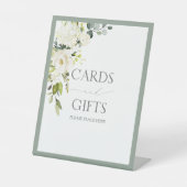 ホワイトグレーグリーンウォーター色ブライダルシャワーギフト 台座サイン (正面)