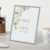 ホワイトグレーグリーンウォーター色ブライダルシャワーギフト 台座サイン (インサイチュ)