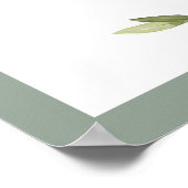 ホワイトグレーグリーンフローラ水色の非詰め ポスター (角)