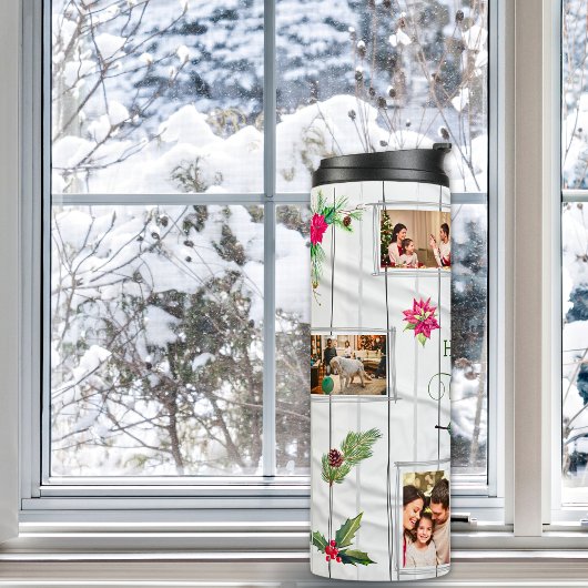 ホワイトグレーグリーン5写真テンプレートクリスマス タンブラー