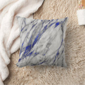 ホワイトグレーサファイアブルーネイビーマーブルグラム クッション (ブランケット)