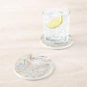 ホワイトグレーサンドフェイクゴールデン大理石テクスチャーカスタム コースター (側面)