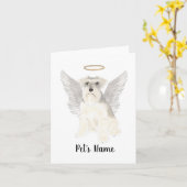 ホワイトグレーシュナウザー悔やみや弔慰メモリアル カード (黄色い花)