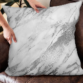 ホワイトグレーシルバーグラムマーブル クッション