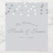 ホワイトグレーストリングライツモダンシック結婚ワイン ワインラベル (シングルラベル)