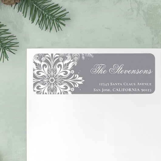 ホワイトグレースノーフレークスクリスマス差出人住所 ラベル