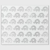 ホワイトグレーゾウ赤ちゃんシャワープリンセスガールボーイ ラッピングペーパー (フラット)