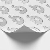 ホワイトグレーゾウ赤ちゃんシャワープリンセスガールボーイ ラッピングペーパー (角)