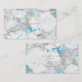 ホワイトグレーターコイズブルーマーブルビップ 名刺 (正面/裏面)