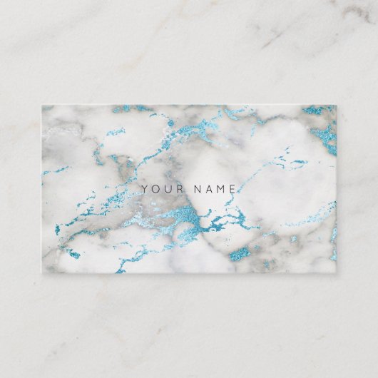 ホワイトグレーターコイズブルーマーブルビップ 名刺 (正面)