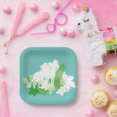 ホワイトグレートダネスシルエット ペーパープレート (パーティー)